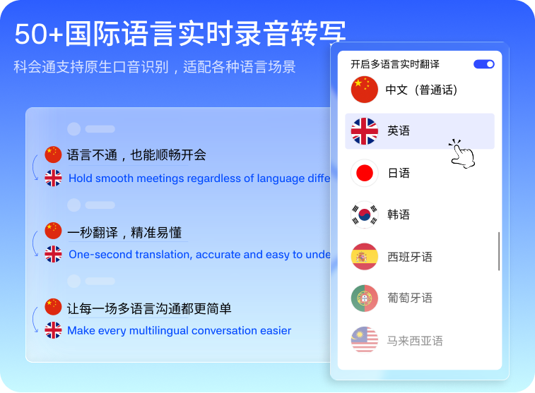 50+国际语言实时录音转写